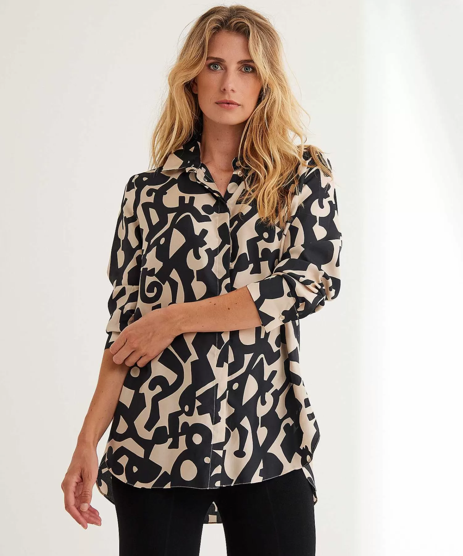 LaSalle Blusa Seda Cairo Bicolor Estampado Discount