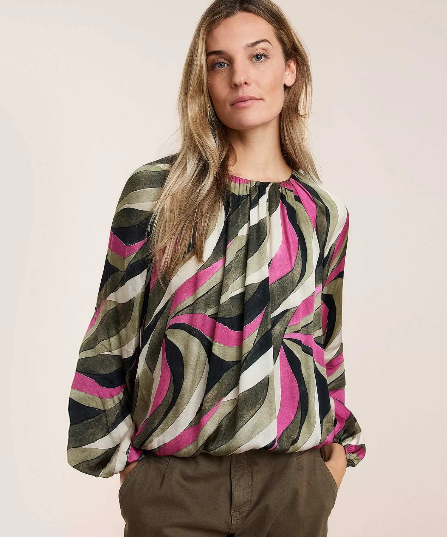 Summum Blusa Manga Globo Rosa Selva Fashion