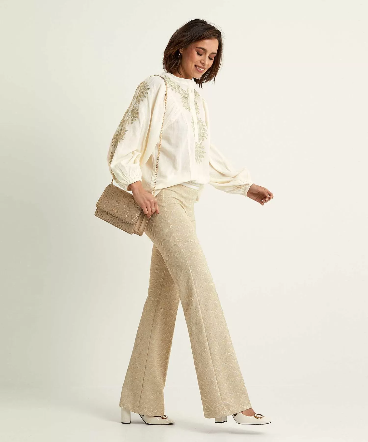 Cambio Pantalon Acampanado Encaje Lurex Francis Discount