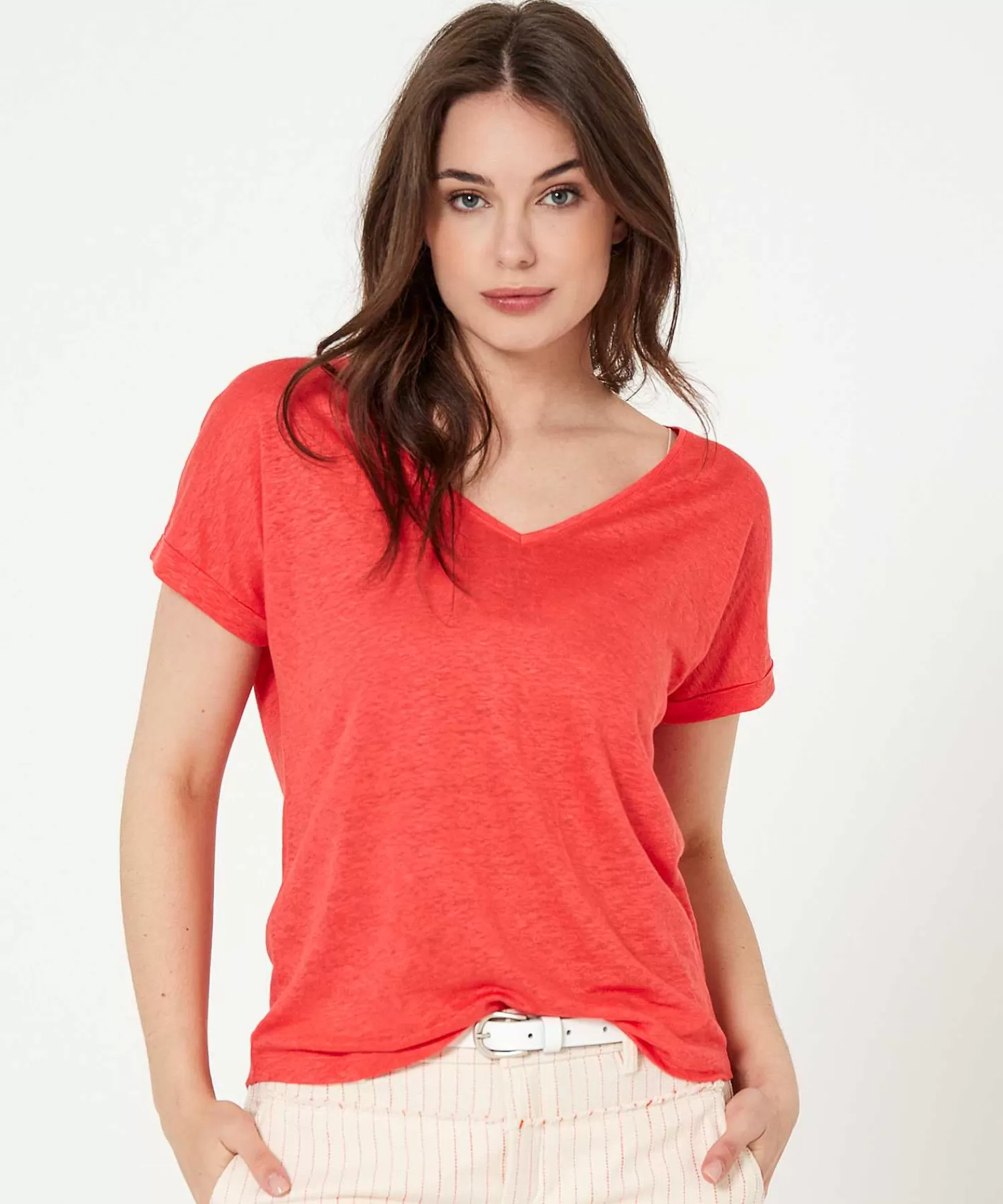 GIULIA E TU Camisa De Lino Con Cuello En V Online