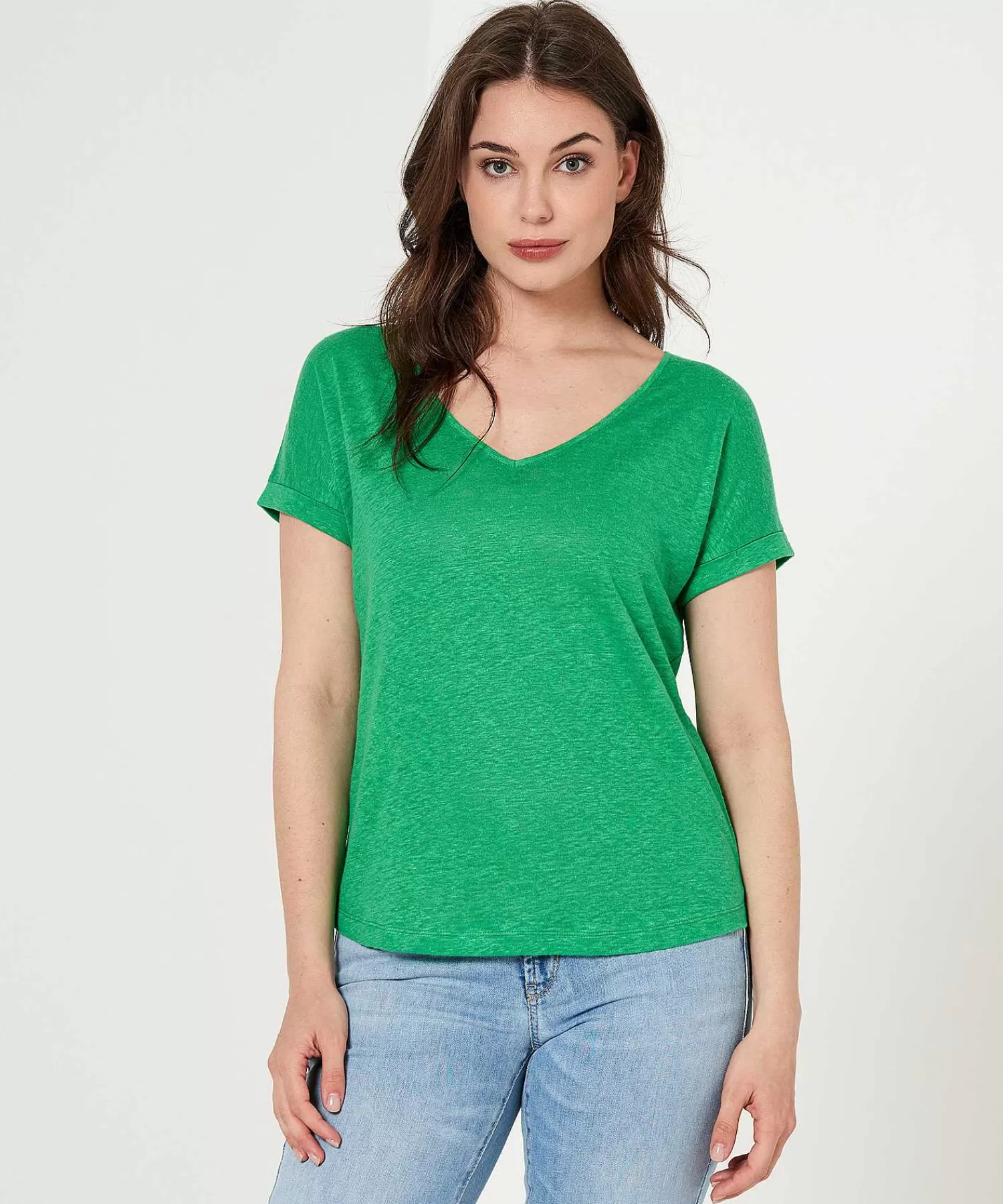 GIULIA E TU Camisa De Lino Con Cuello En V Shop