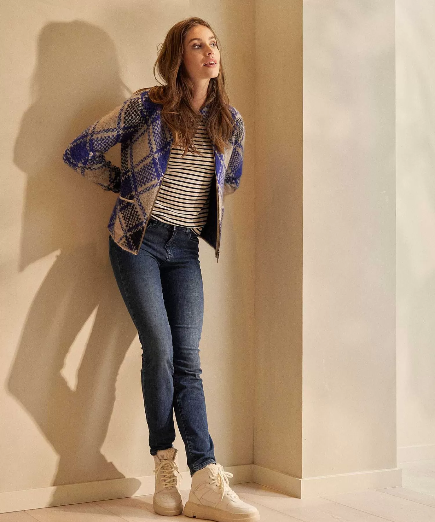 GIULIA E TU Cardigan Mezcla De Lana Fancy Argyle New
