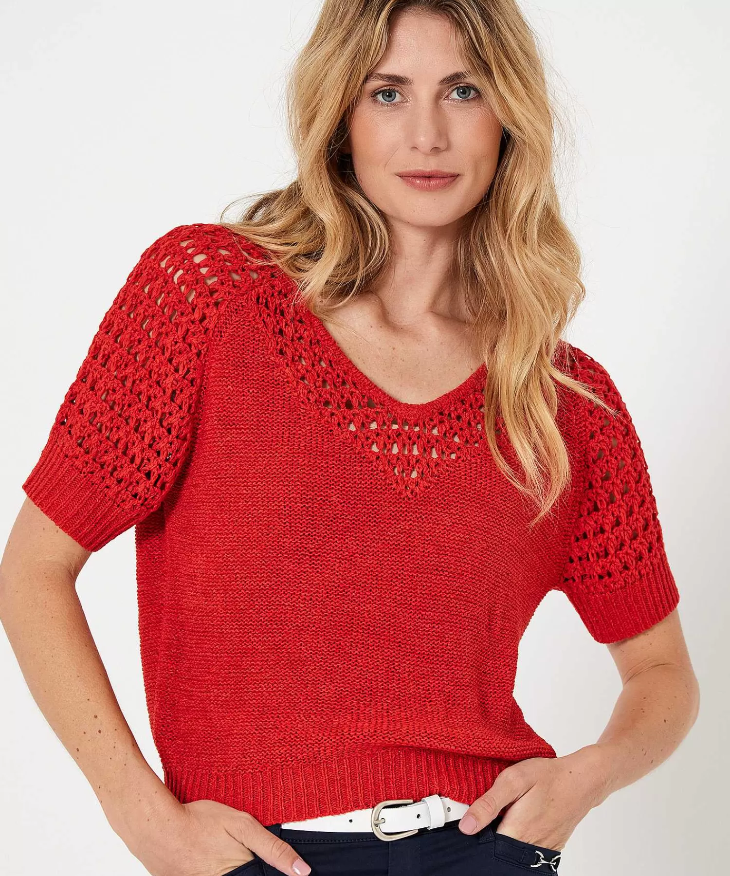 Caroline Biss Sueter Cinta Hilado Calado Discount