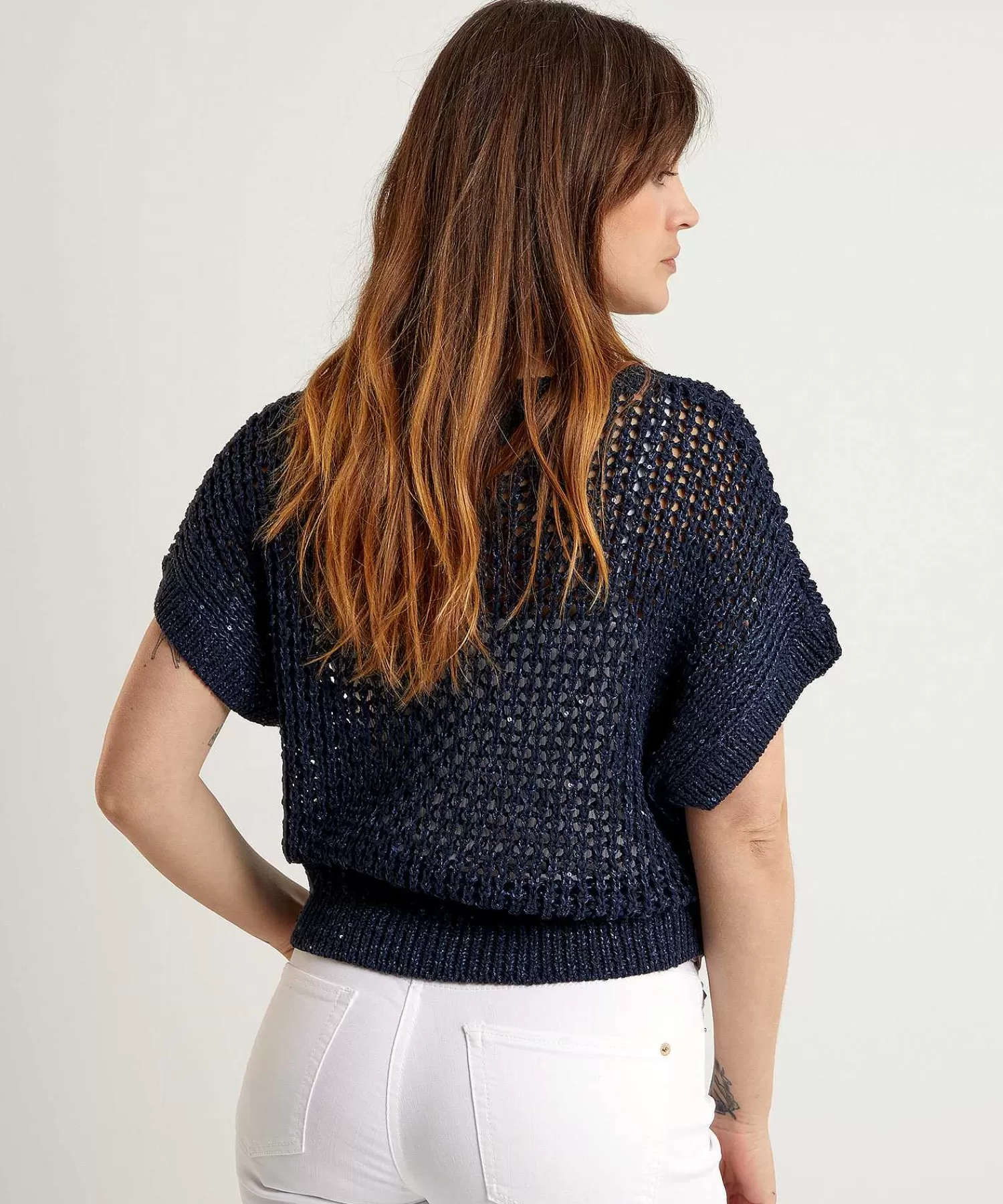 Luisa Cerano Jersey De Ganchillo Manga Corta Lentejuelas Outlet