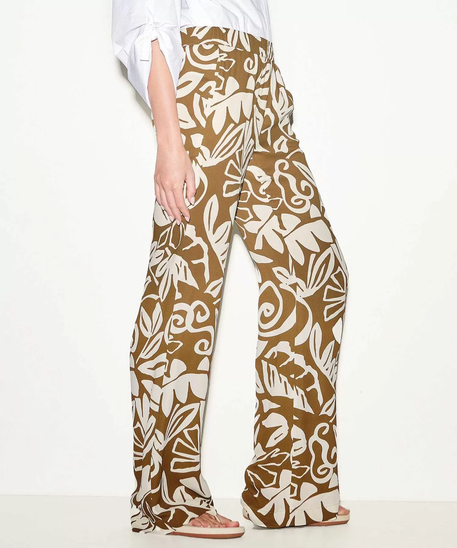 Luisa Cerano Pantalon Palazzo Estampado Hojas Online
