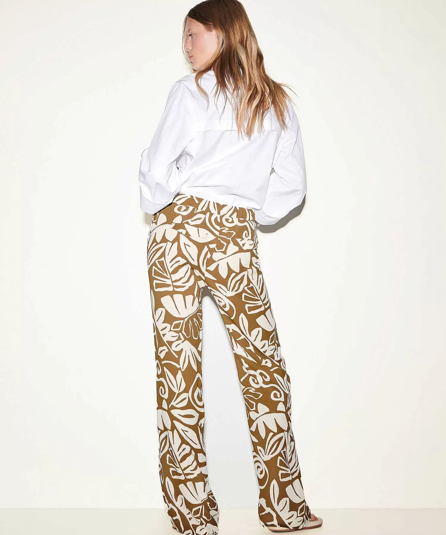 Luisa Cerano Pantalon Palazzo Estampado Hojas Online