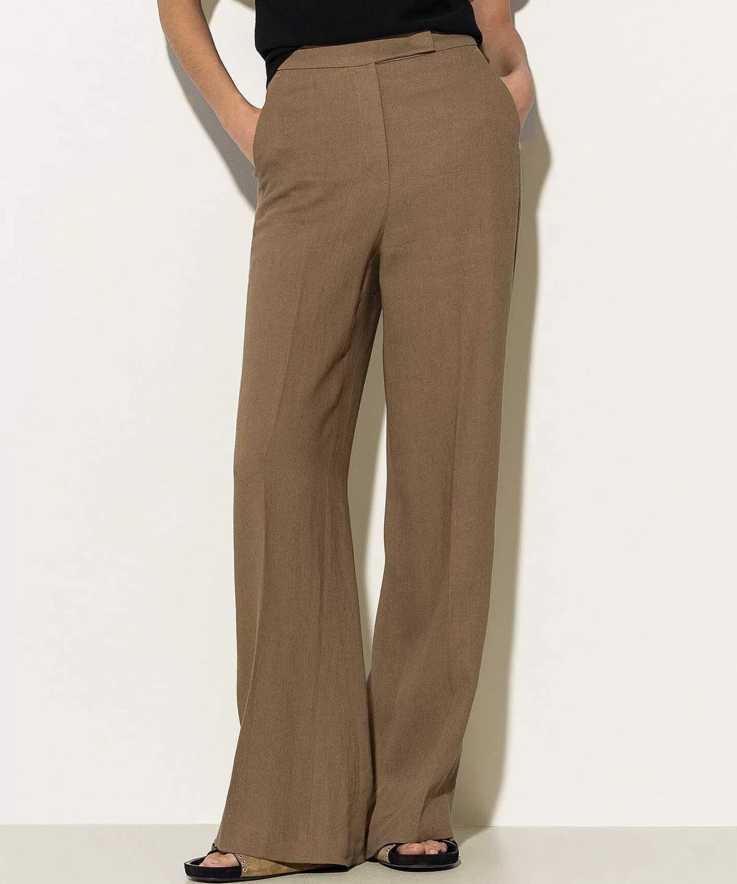 Luisa Cerano Pantalones Anchos De Mezcla De Lino Discount