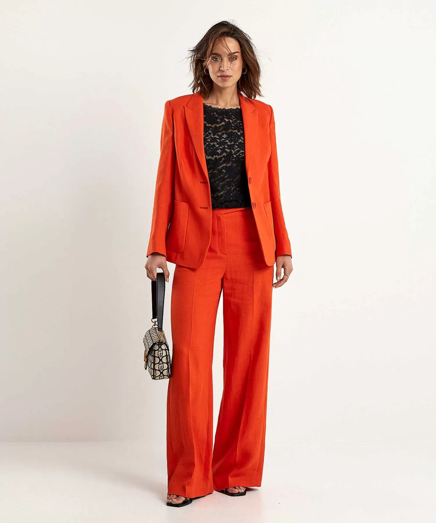 Luisa Cerano Pantalones Anchos De Mezcla De Lino Outlet