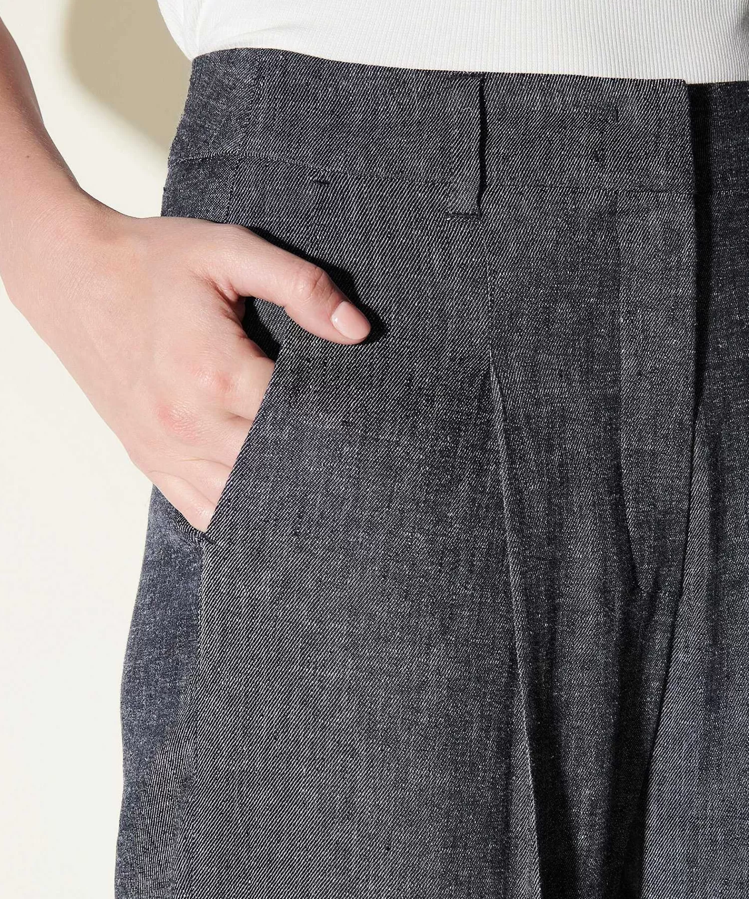 Luisa Cerano Pantalones Anchos De Mezcla De Lino Look Denim Cheap