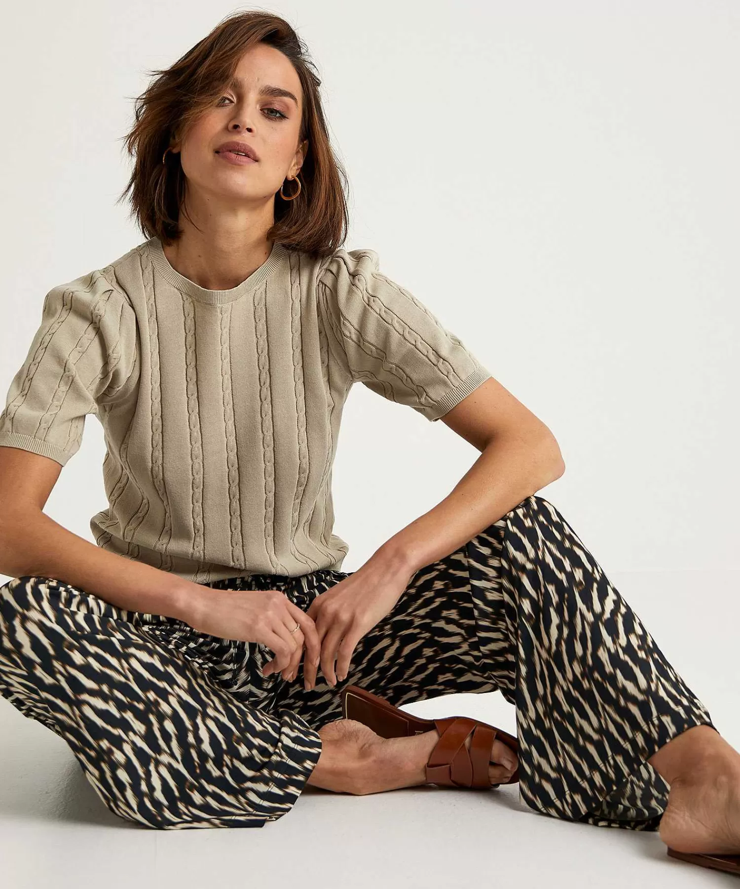 No Man's Land Pantalones Palazzo Cenidos Con Estampado Borroso Flash Sale