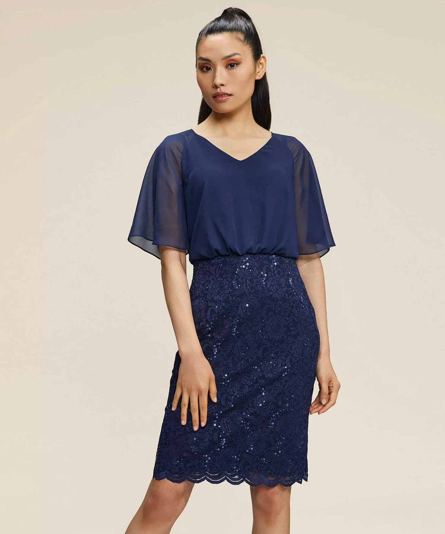 Swing Vestido Con Vuelo De Gasa Y Encaje Store
