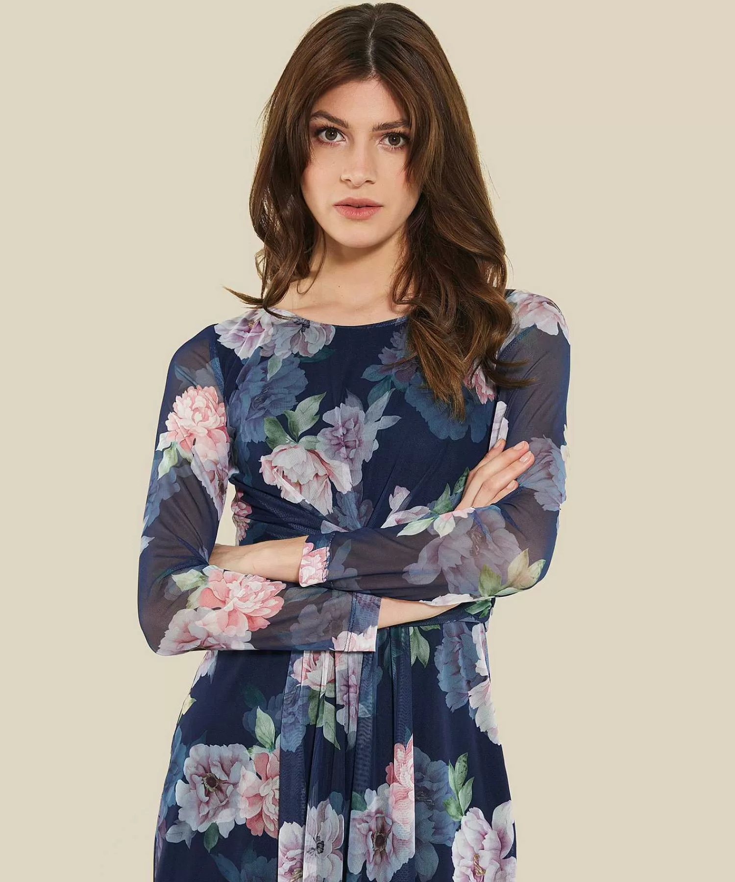 Swing Vestido De Malla Con Vuelo Y Estampado Floral Flash Sale