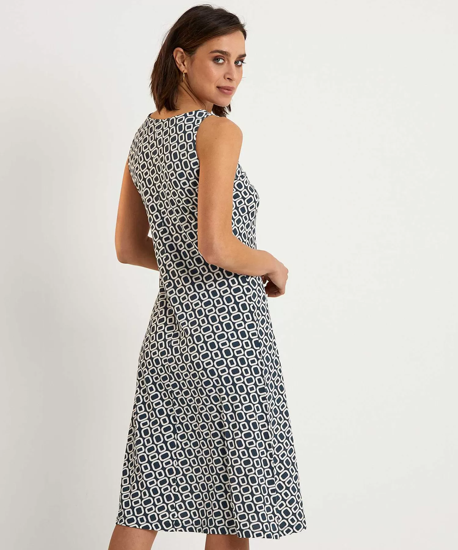 No Man's Land Vestido Sin Mangas Cenido Con Estampado Retro De Outlet