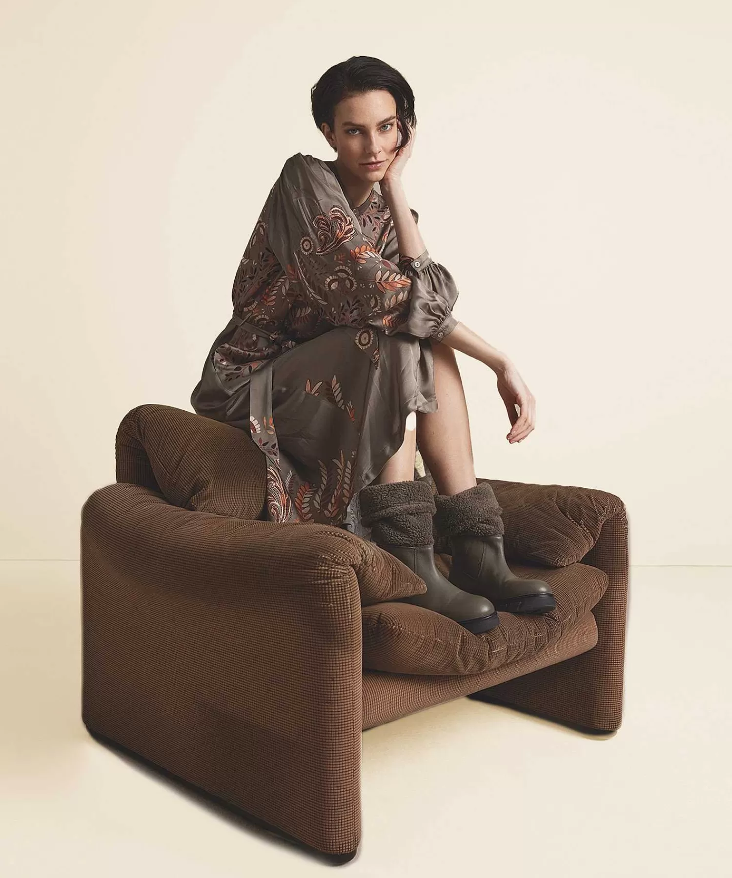Summum Vestido Sedoso Hojas Finas Outlet